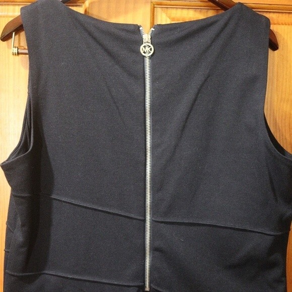 Michael Michael Kors Navy Blue Bodycon Dress Zip Detail Edgy Career NWT 14 - Picture 7 of 12